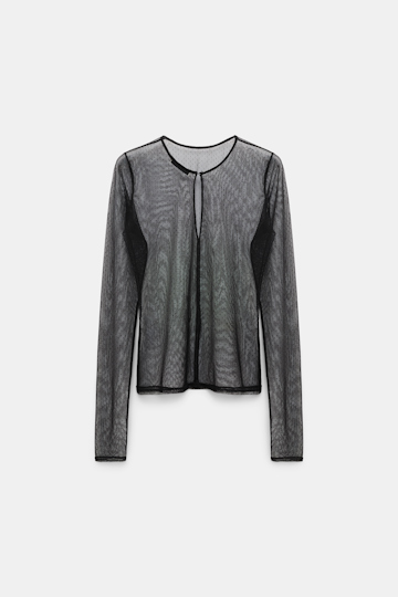 Dorothee Schumacher Polka dot stretch tulle top black ecru