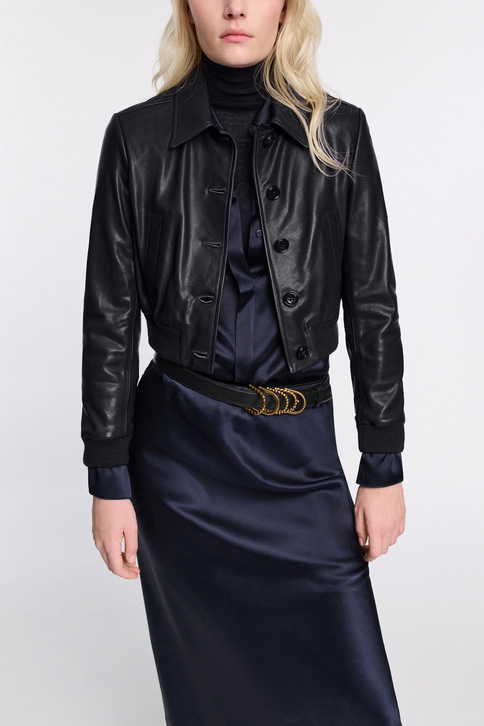 Dorothee Schumacher Mini-Lederblouson pure black