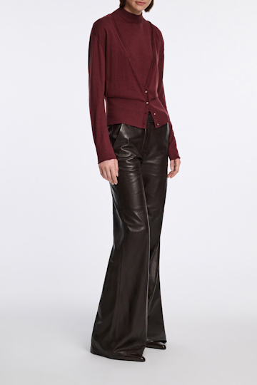 Dorothee Schumacher Lederhose mit ausgestelltem Bein black chocolate