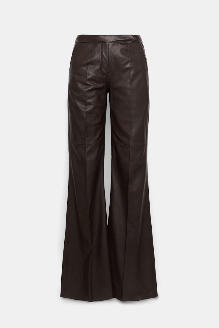 Dorothee Schumacher Lederhose mit ausgestelltem Bein black chocolate
