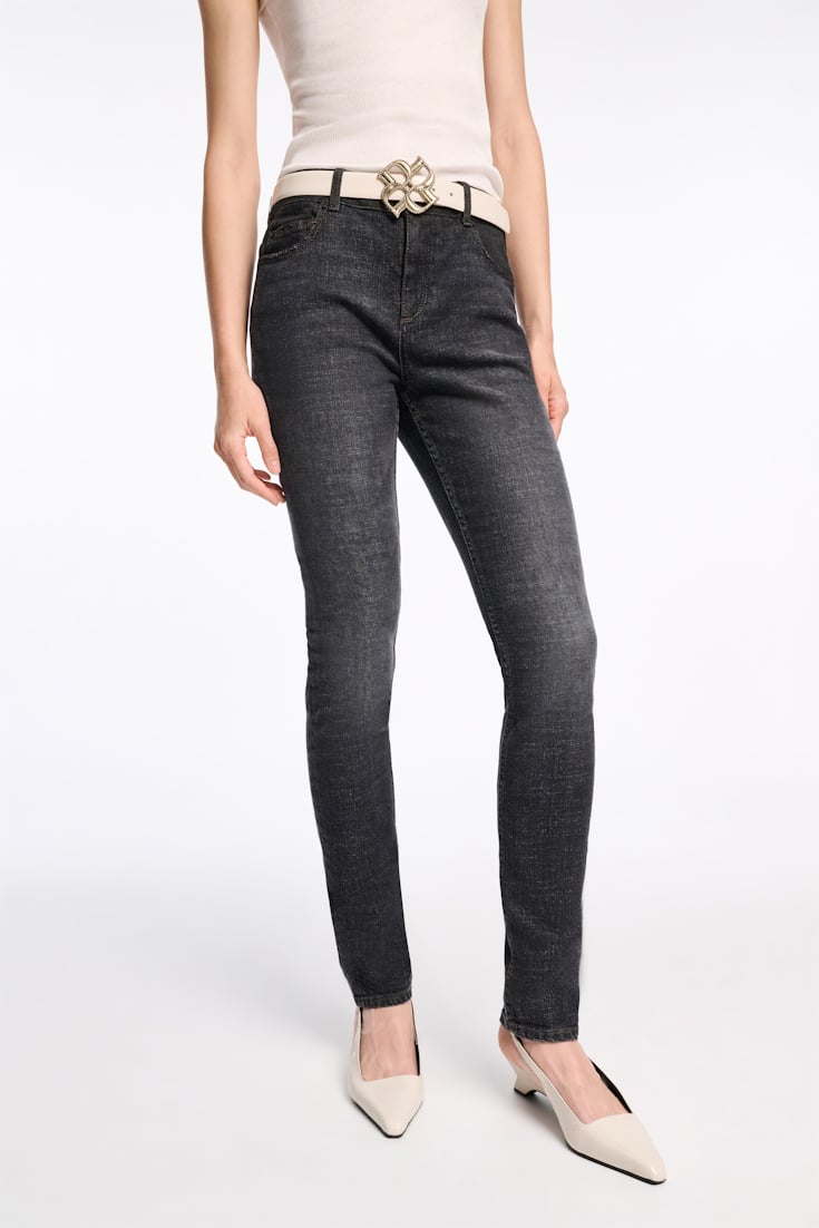 Dorothee Schumacher Long, skinny leg jeans stone black denim