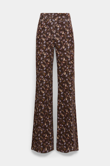Dorothee Schumacher Flared floral print pants winter blossom very dark brown