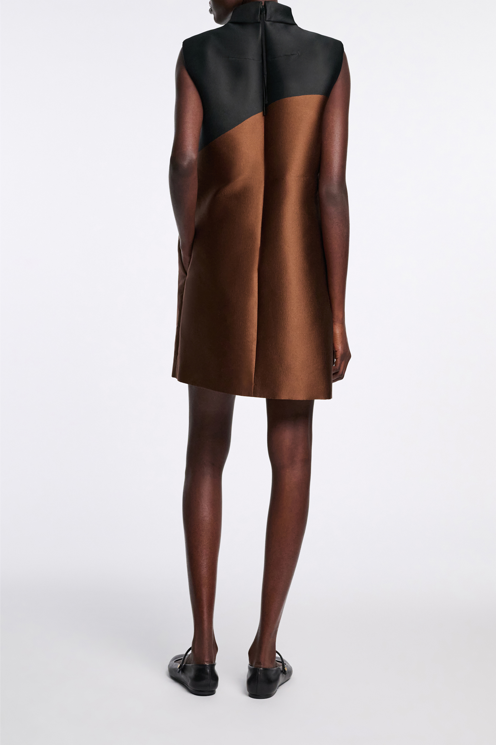 Dorothee Schumacher Shift dress in cloque jacquard caramel black