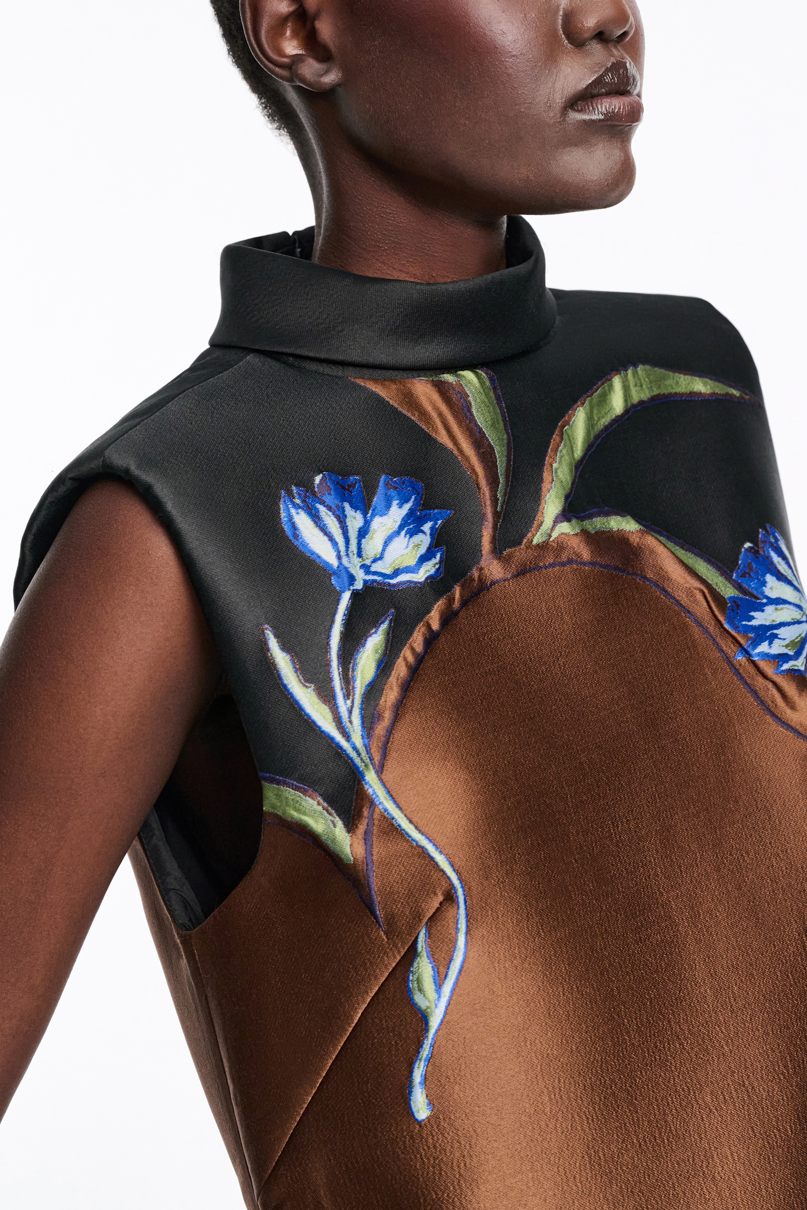 Dorothee Schumacher Shift dress in cloque jacquard caramel black