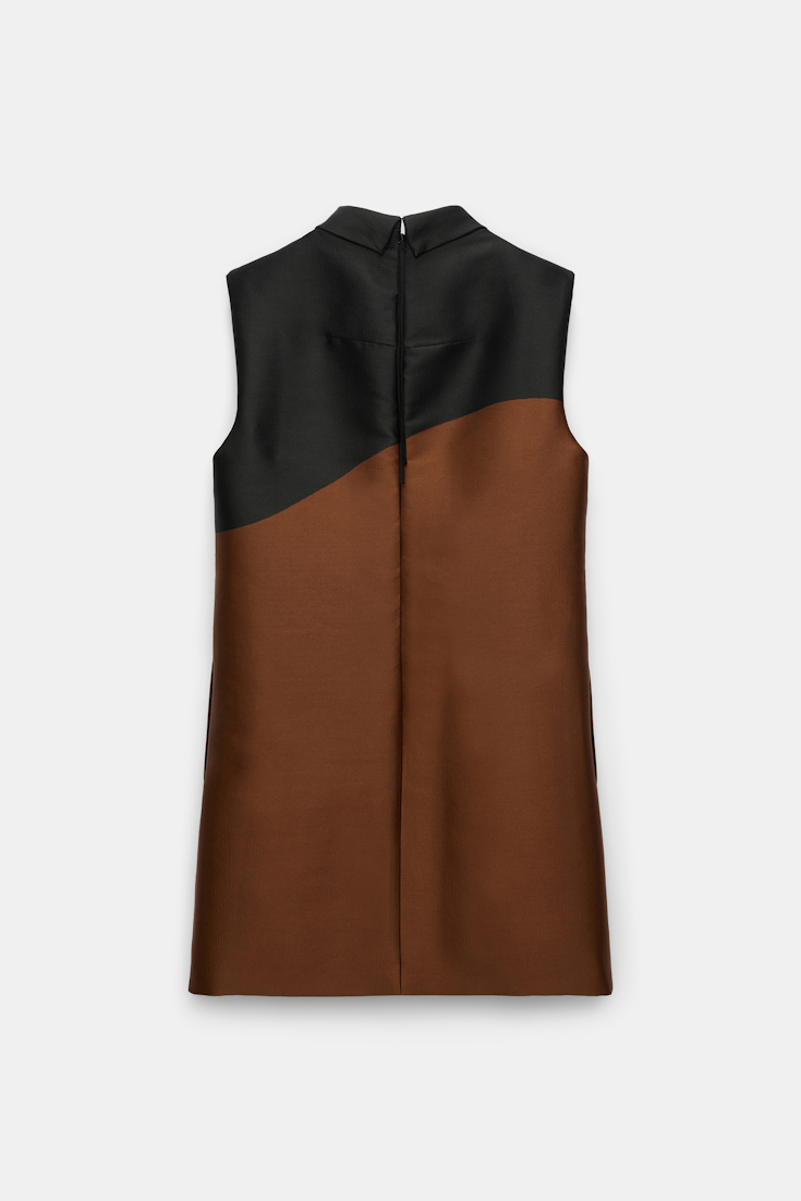 Dorothee Schumacher Shift dress in cloque jacquard caramel black