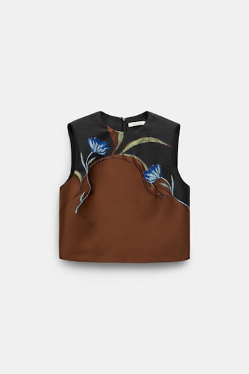 Dorothee Schumacher Top in cloque jacquard caramel black