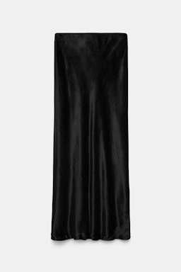 Dorothee Schumacher Bias-cut midi-skirt in glossy velvet pure black