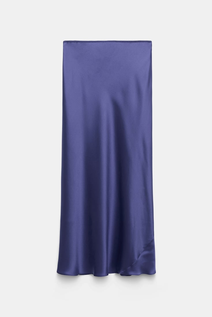 Dorothee Schumacher Bias cut midi-skirt in silk satin iris