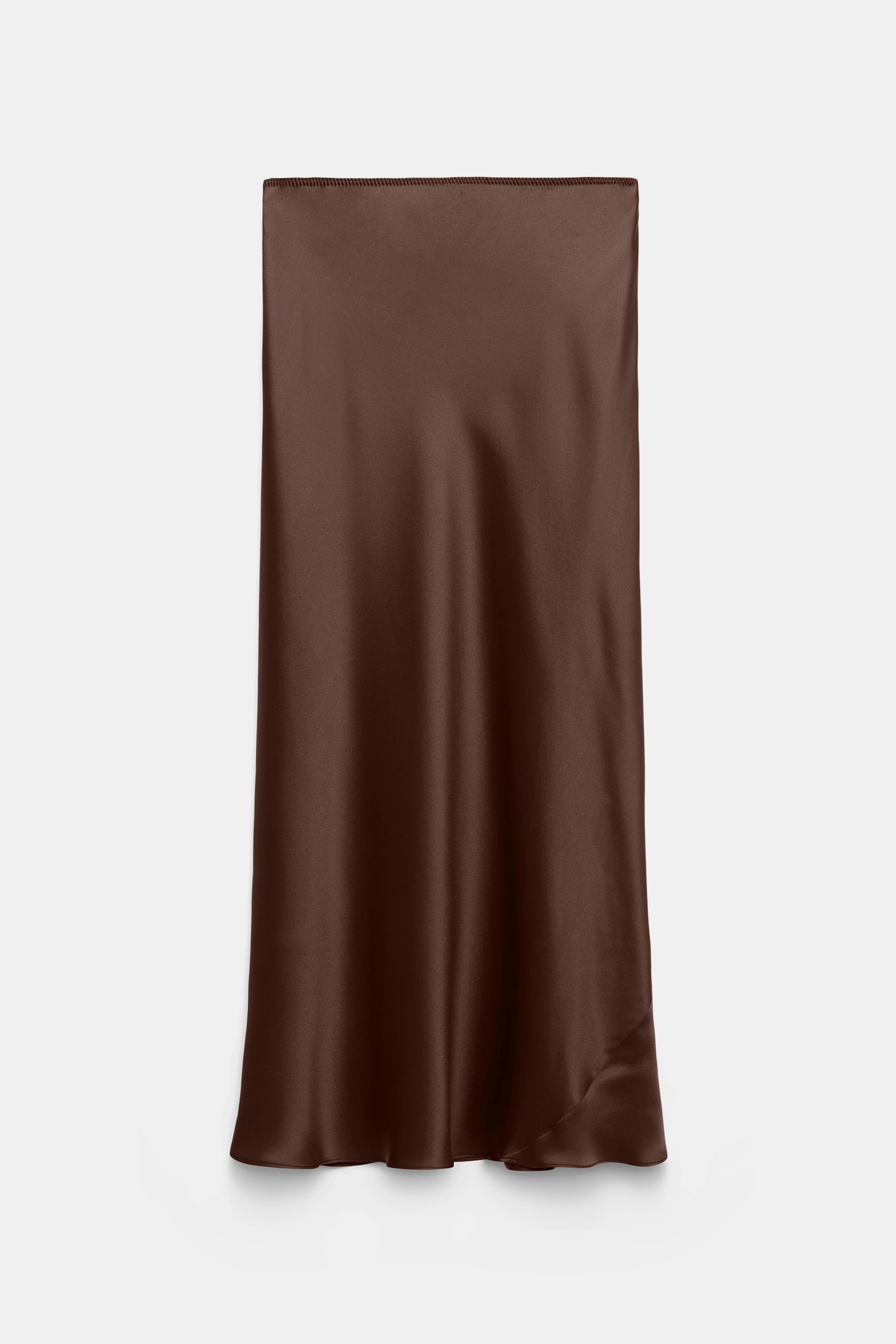Dorothee Schumacher Bias cut midi-skirt in silk satin chocolate