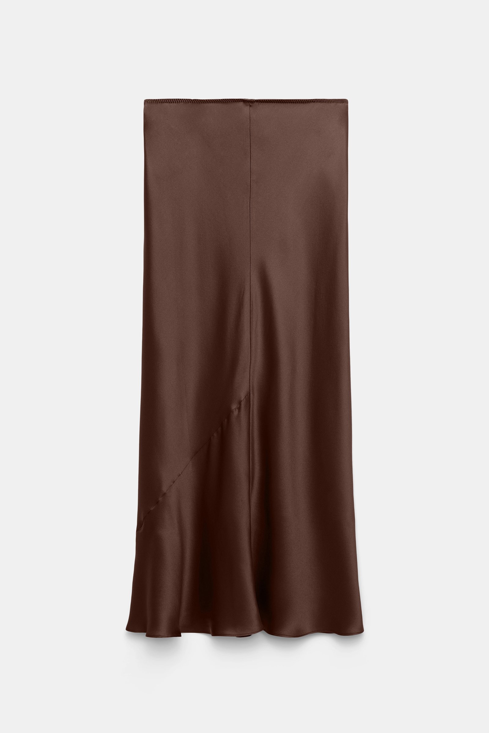 Dorothee Schumacher Bias cut midi-skirt in silk satin chocolate