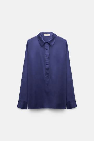 Dorothee Schumacher Popover blouse in silk satin iris
