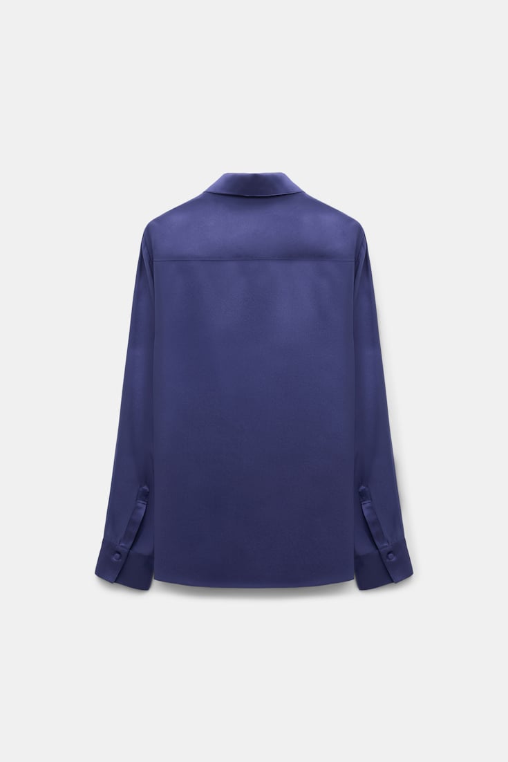 Dorothee Schumacher Bluse aus Seidensatin mit Polokragen iris