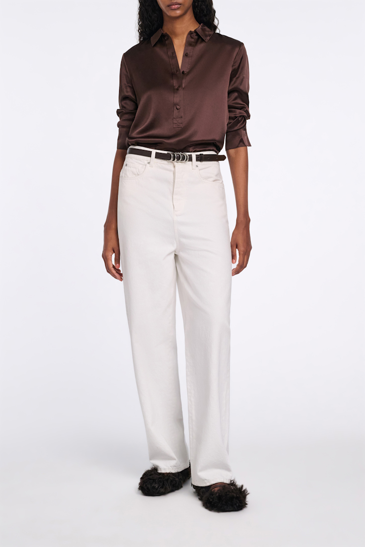 Dorothee Schumacher Popover blouse in silk satin chocolate