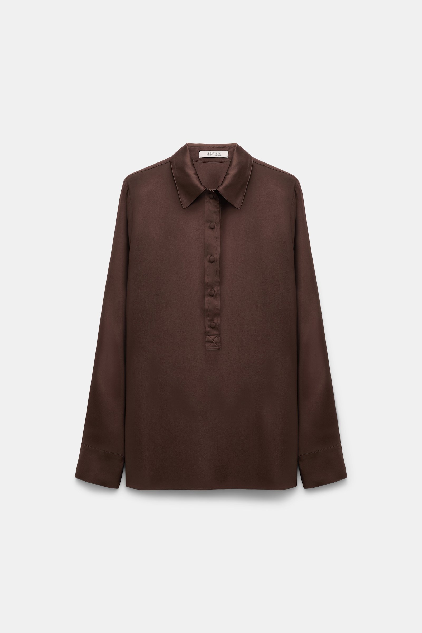 Dorothee Schumacher Popover blouse in silk satin chocolate