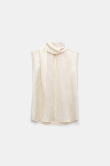 Dorothee Schumacher Sleeveless blouse in silk satin eggshell
