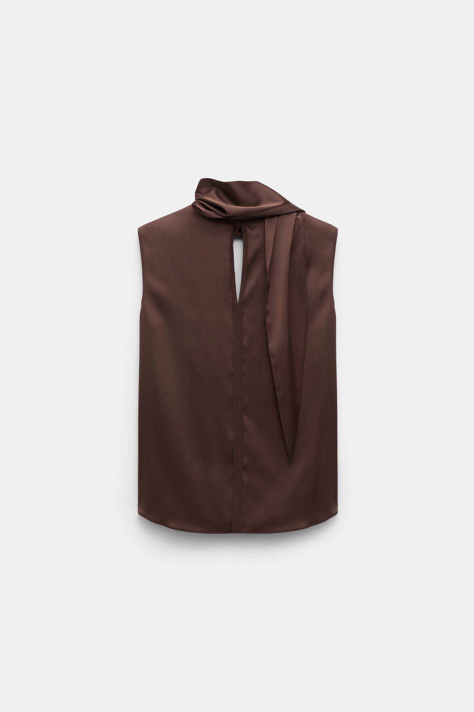Dorothee Schumacher Sleeveless blouse in silk satin chocolate