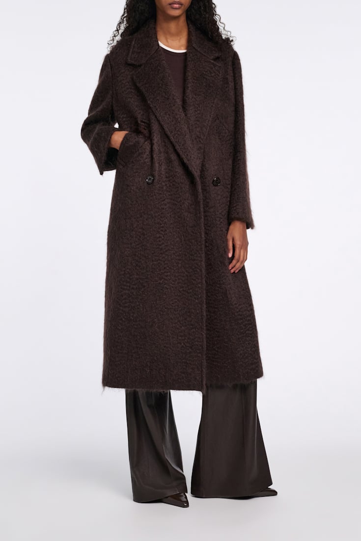 Dorothee Schumacher Mantel aus Woll-Mohair Mix dark chocolate
