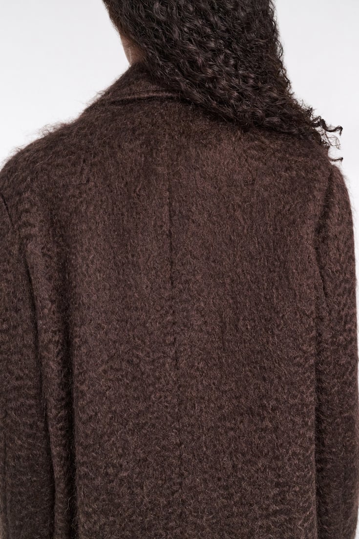 Dorothee Schumacher Mantel aus Woll-Mohair Mix dark chocolate
