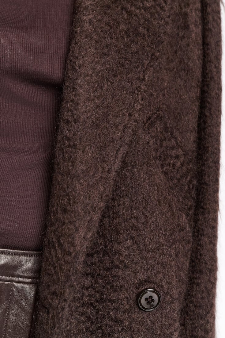 Dorothee Schumacher Mantel aus Woll-Mohair Mix dark chocolate