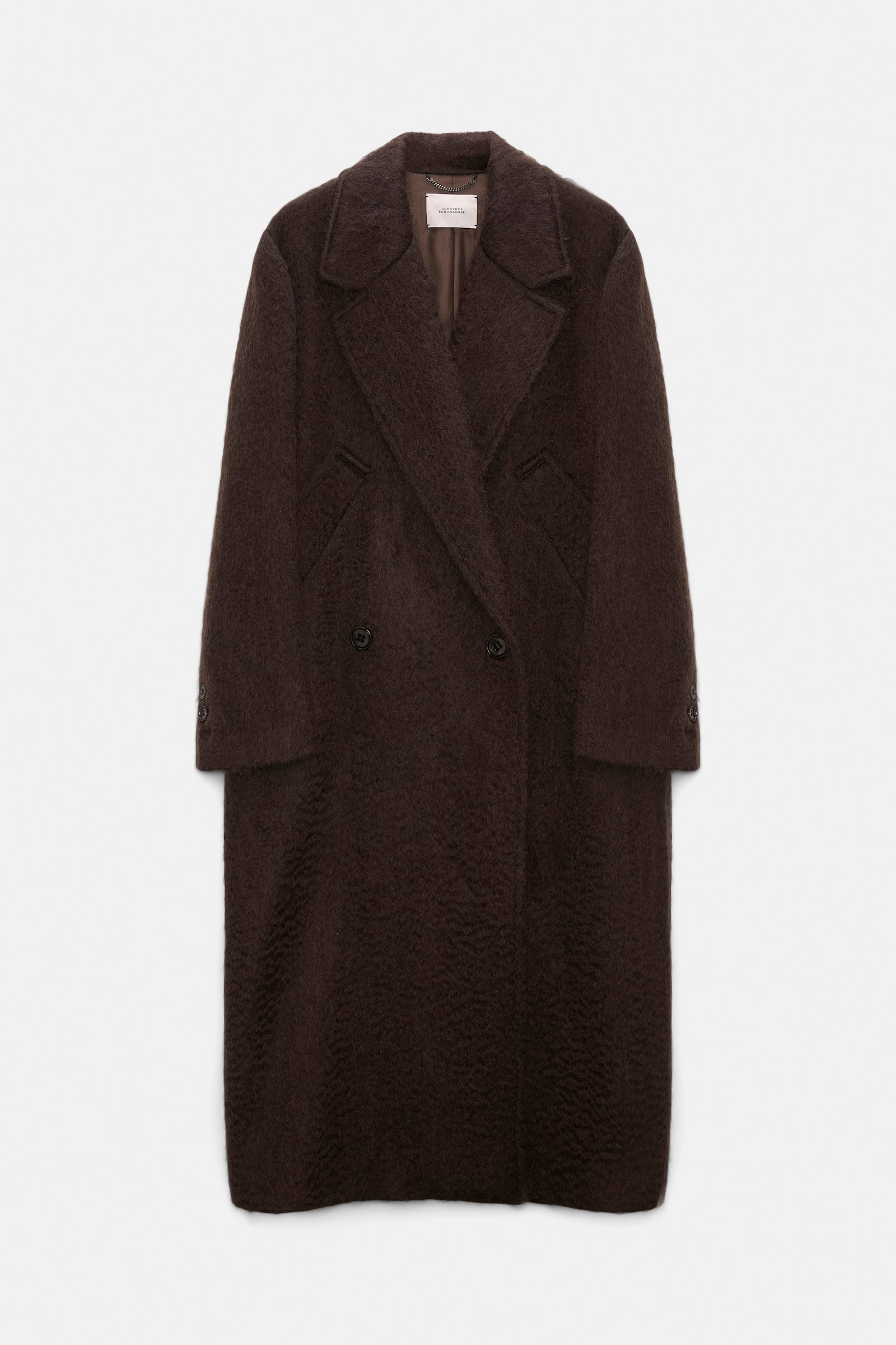 Dorothee Schumacher Mantel aus Woll-Mohair Mix dark chocolate