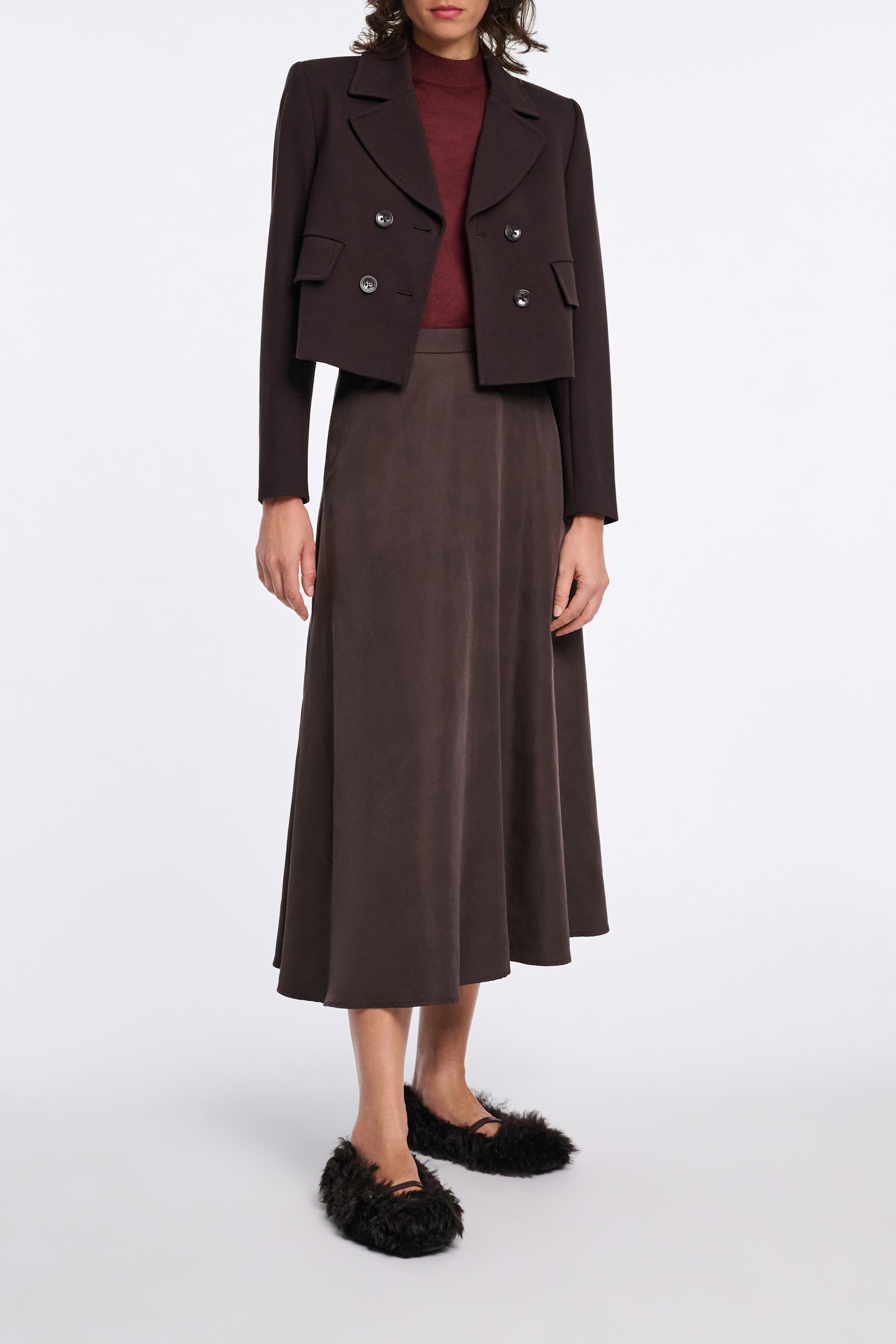 Dorothee Schumacher Cropped blazer in Punto Milano dark chocolate