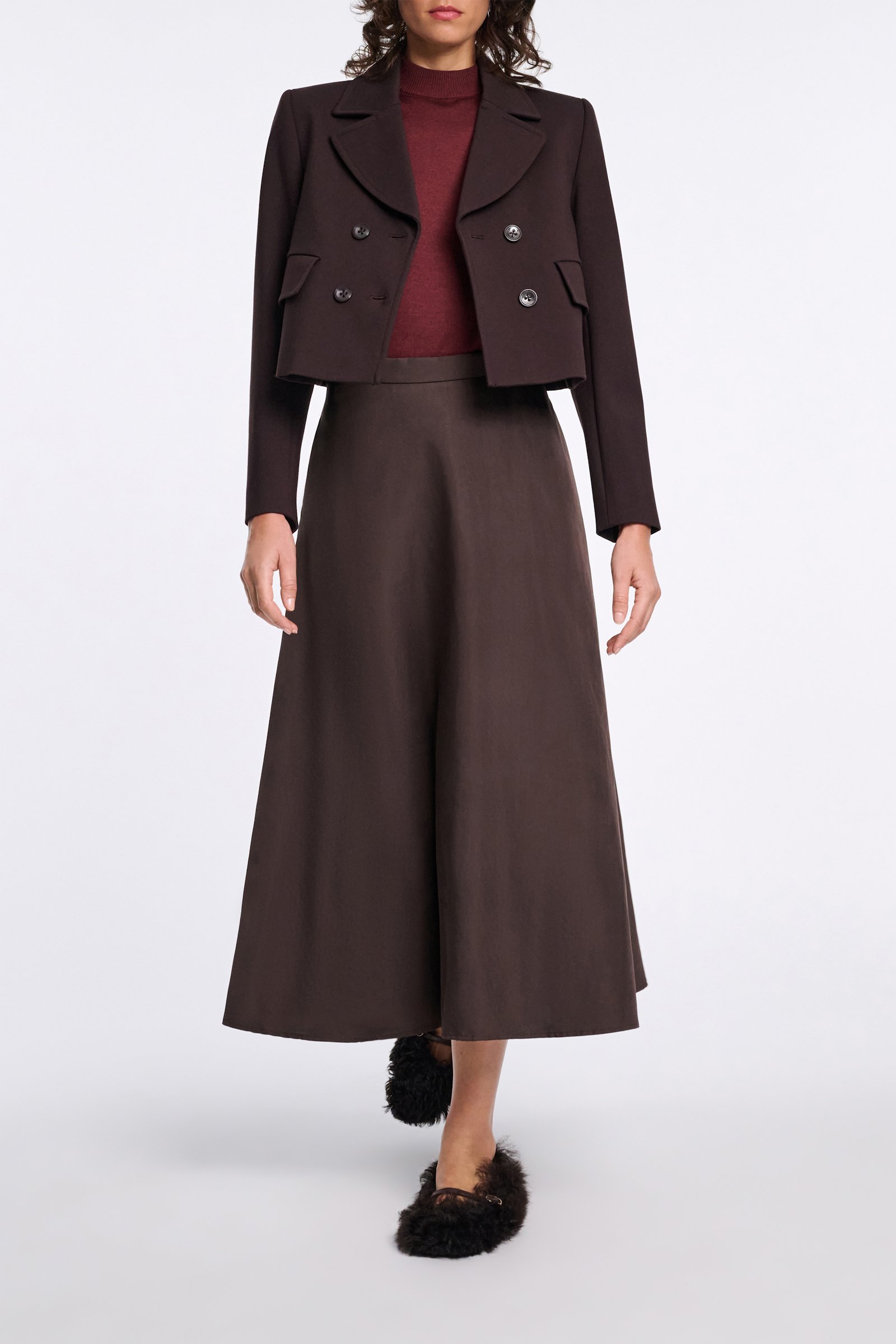 Dorothee Schumacher Cropped blazer in Punto Milano dark chocolate