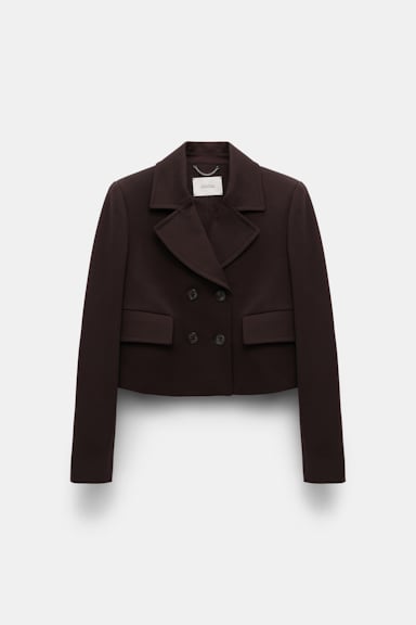 Dorothee Schumacher Cropped blazer in Punto Milano dark chocolate