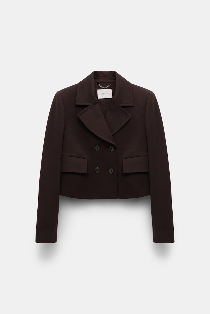 Dorothee Schumacher Cropped blazer in Punto Milano dark chocolate