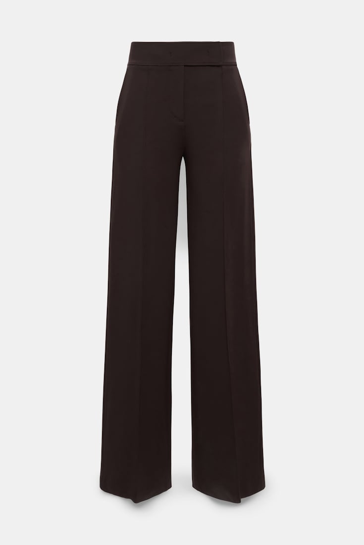 Dorothee Schumacher Hose mit weitem Bein aus Punto Milano dark chocolate