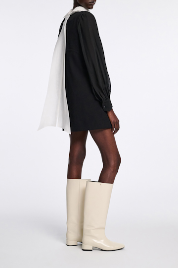 Dorothee Schumacher Kurzes Kleid aus Punto Milano mit Details aus Seidengeorgette pure black