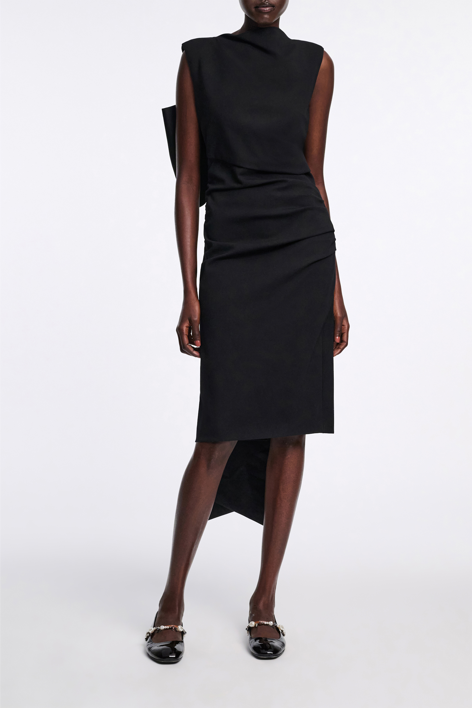 Dorothee Schumacher Drapierters Kleid aus leichtem Punto Milano pure black