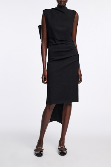 Dorothee Schumacher Drapierters Kleid aus leichtem Punto Milano pure black