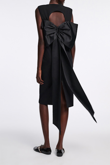 Dorothee Schumacher Lightweight Punto Milano dress with maxi bow pure black