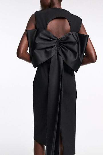 Dorothee Schumacher Lightweight Punto Milano dress with maxi bow pure black