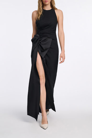 Dorothee Schumacher Long dress with maxi bow pure black