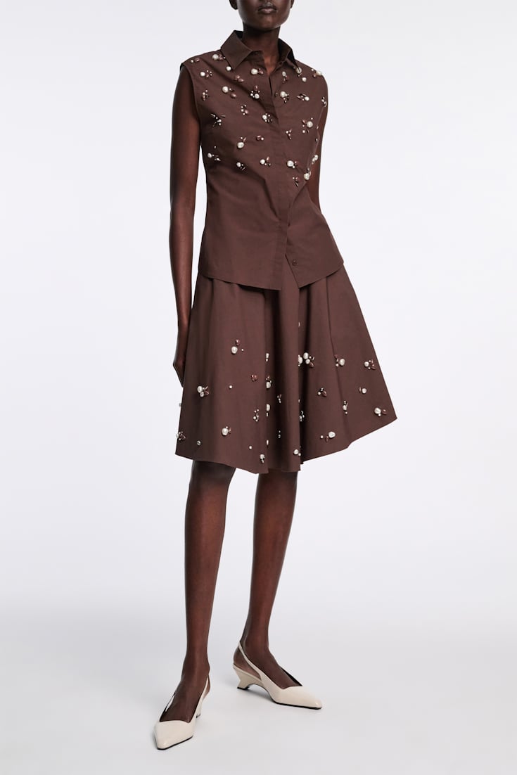 Dorothee Schumacher Hand-embellished swing skirt chocolate
