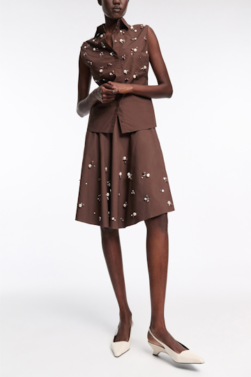 Dorothee Schumacher Hand-embellished swing skirt chocolate