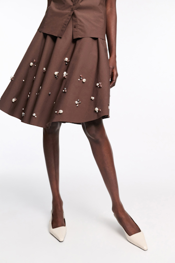 Dorothee Schumacher Hand-embellished swing skirt chocolate
