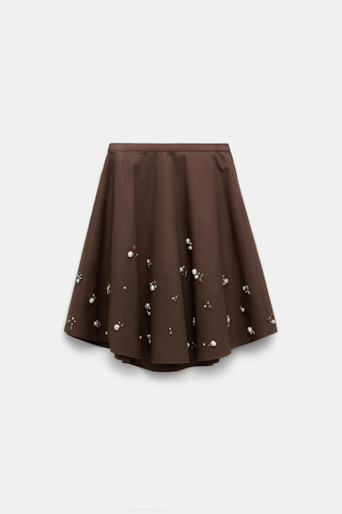 Dorothee Schumacher Hand-embellished swing skirt chocolate