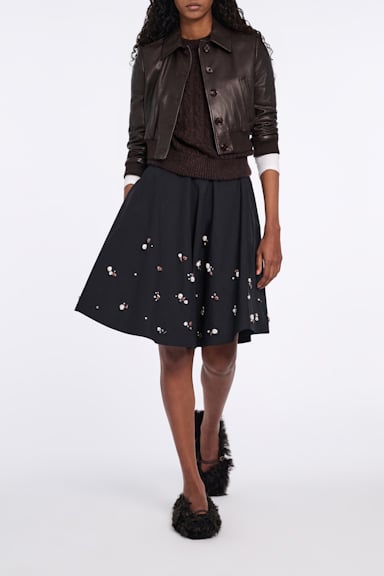 Dorothee Schumacher Hand-embellished swing skirt pure black