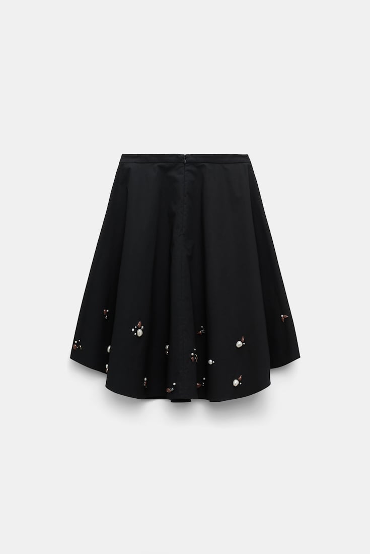 Dorothee Schumacher Hand-embellished swing skirt pure black