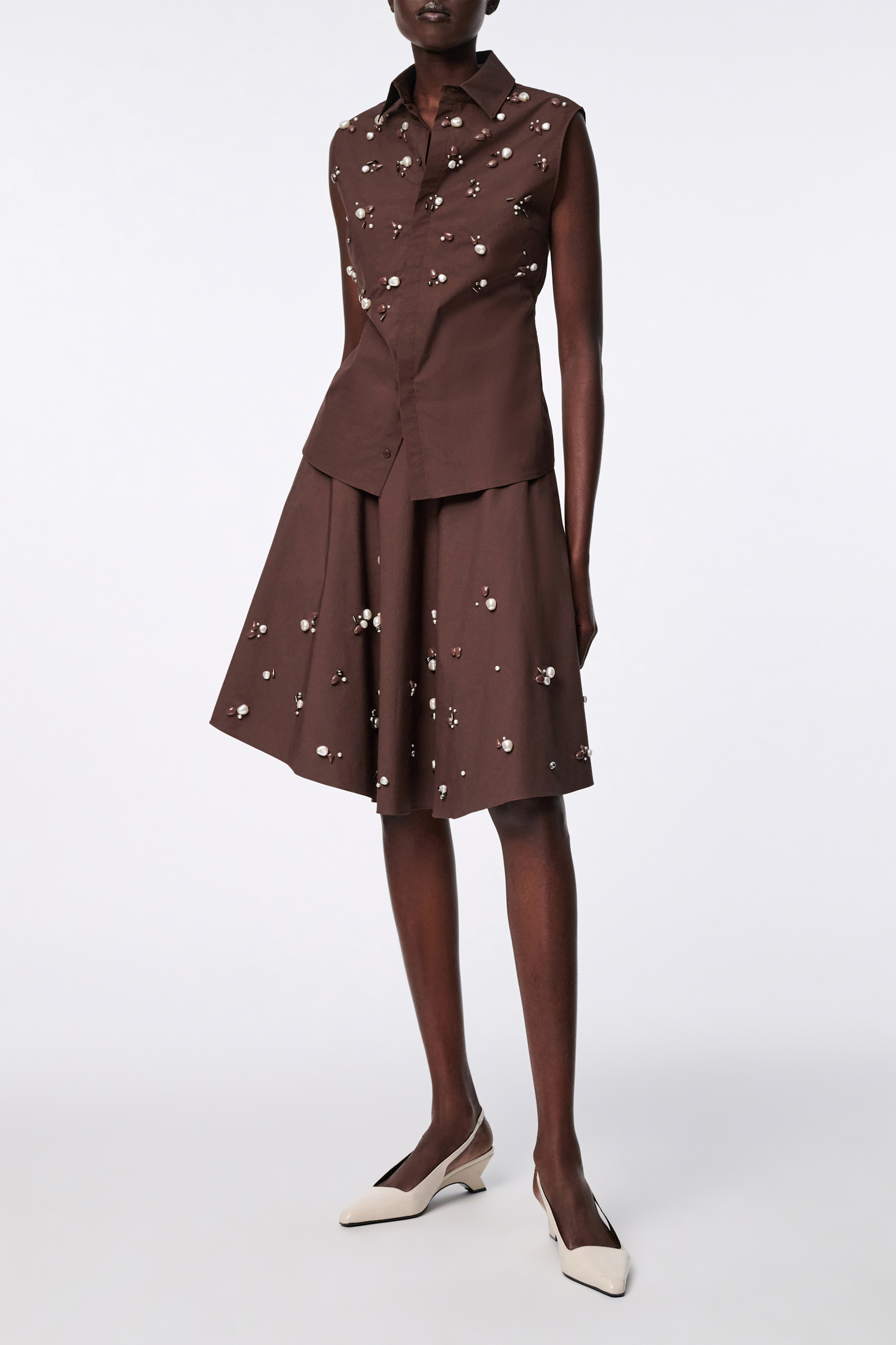 Dorothee Schumacher Hand-embellished sleeveless chocolate