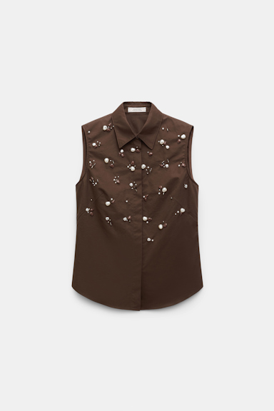 Dorothee Schumacher Hand-embellished sleeveless chocolate