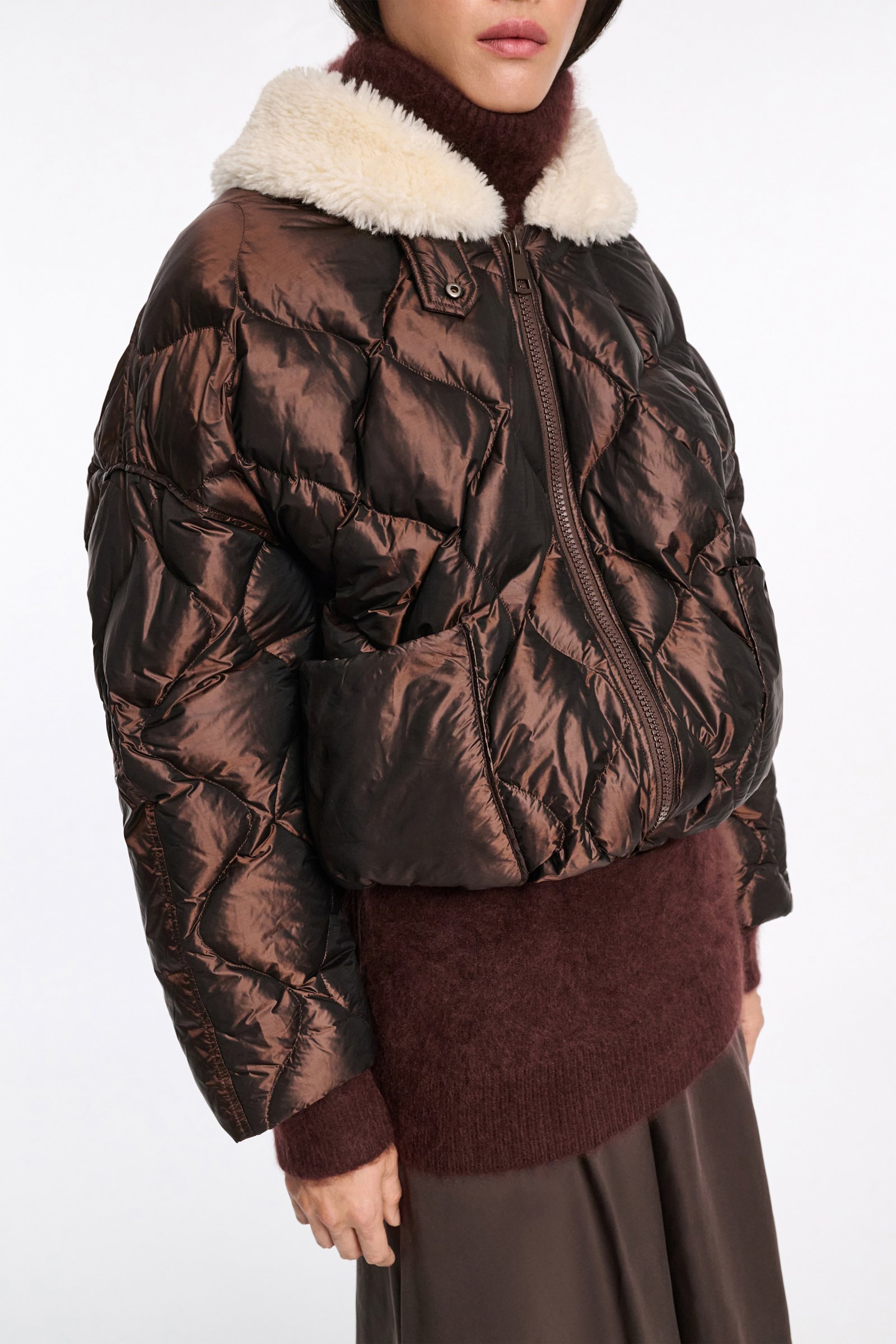 Dorothee Schumacher Daunenjacke mit Teddykragen chocolate