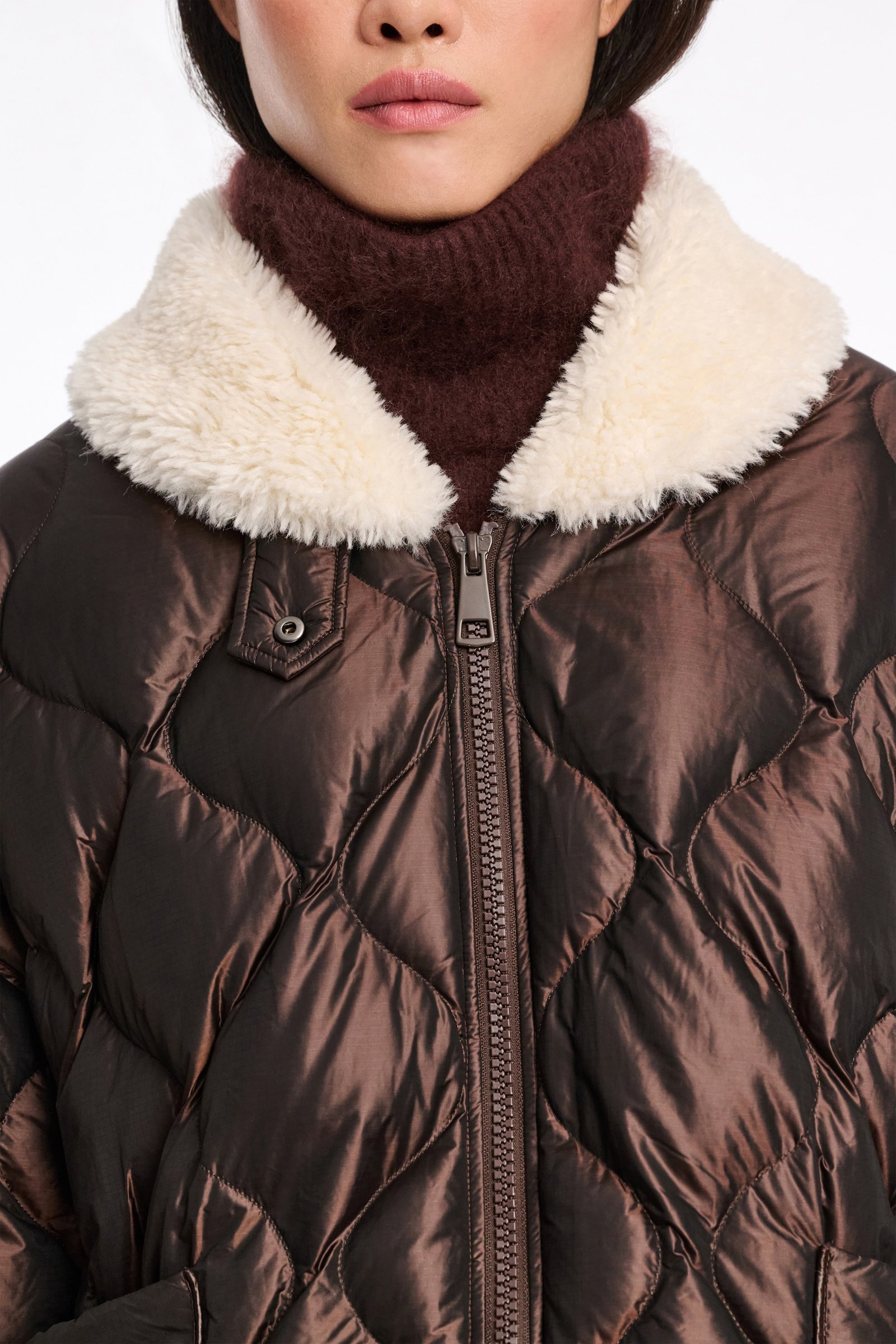 Dorothee Schumacher Daunenjacke mit Teddykragen chocolate