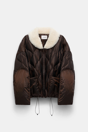 Dorothee Schumacher Daunenjacke mit Teddykragen chocolate