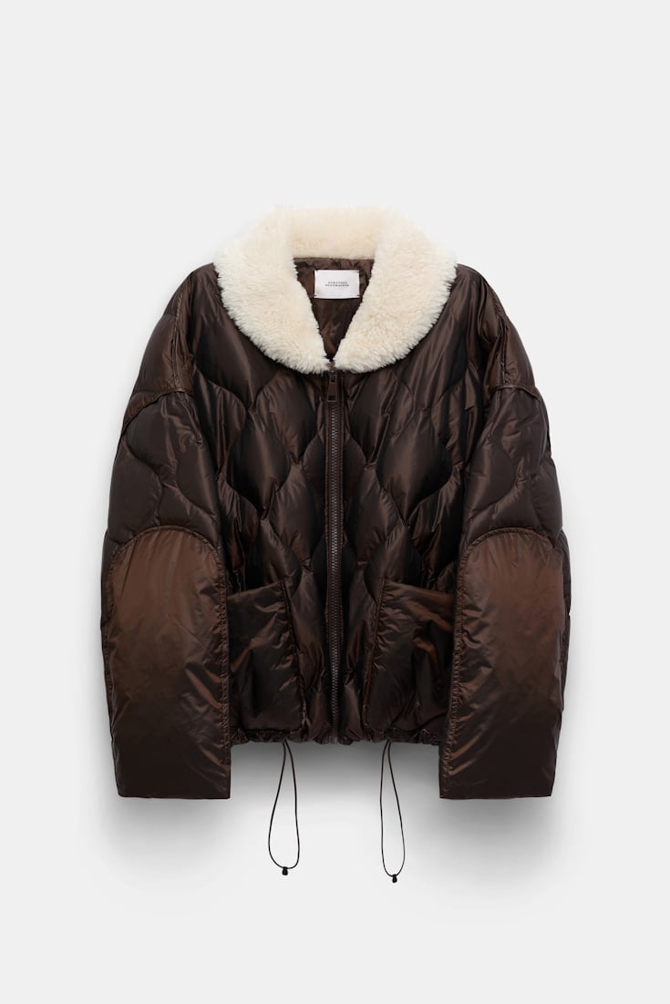 Dorothee Schumacher Daunenjacke mit Teddykragen chocolate