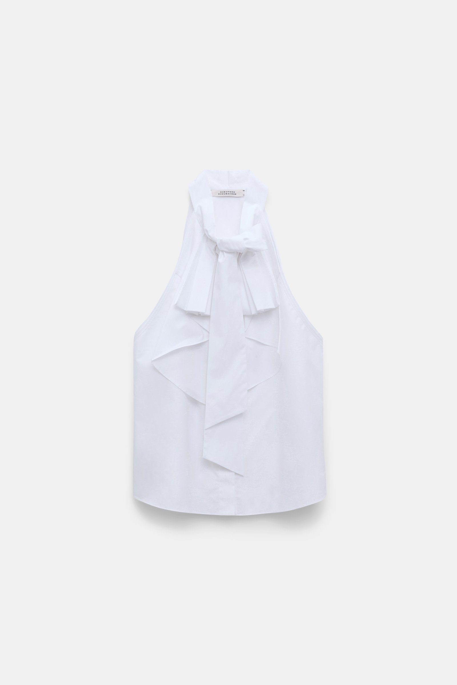 Dorothee Schumacher Stretch poplin sleeveless blouse with draped bow pure white