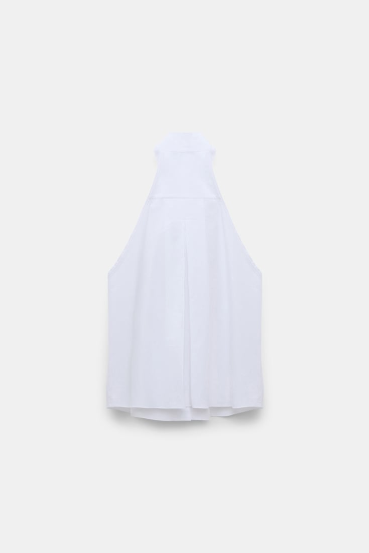Dorothee Schumacher Stretch poplin sleeveless blouse with draped bow pure white