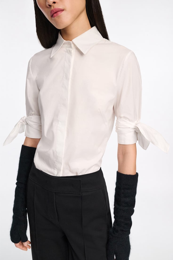 Dorothee Schumacher Halbarm Bluse aus Popeline-Stretch pure white
